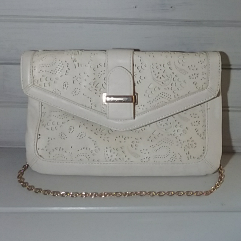 ALDO White cut floral purse floral print inside
